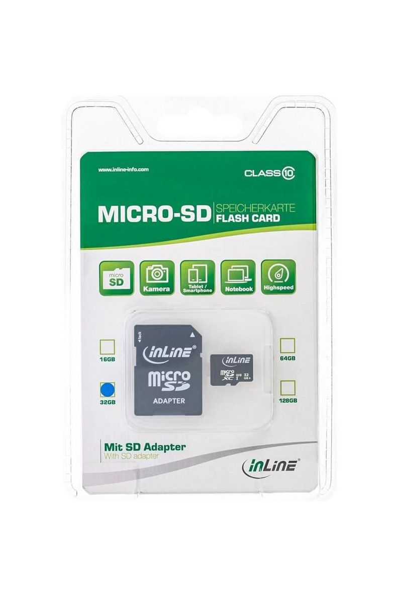 InLine 35053I MicroSDXC Class 10/U3 32GB mit SD Adapter